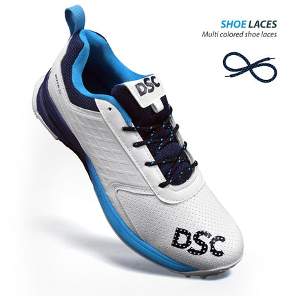 DSC Jaffa 22 Cricket Shoes | White/Navy | for Men and Boys | 7 UK, 8 US