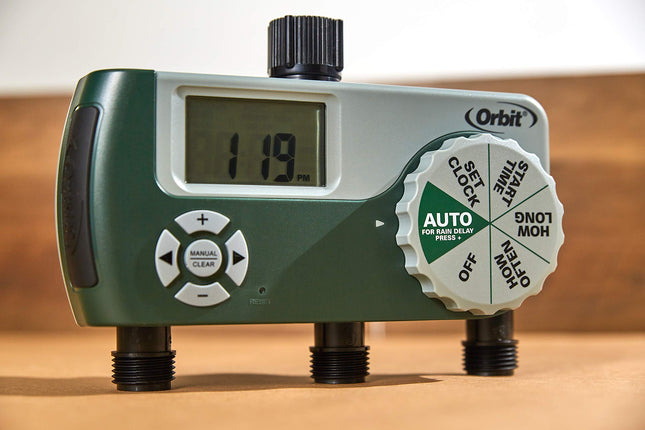ORBIT 3-Outlet Hose Watering Timer, Green