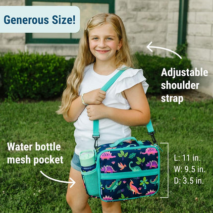 Wildkin ECO rPET Next Gen Lunch Box for Boys and Girls - Durable Exterior and Insulated Interior with Multiple Carrying Options, Keep Your Food Fresh for School & Travel Lunch Box - Darling Dinosaurs