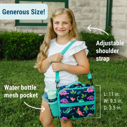 Wildkin ECO rPET Next Gen Lunch Box for Boys and Girls - Durable Exterior and Insulated Interior with Multiple Carrying Options, Keep Your Food Fresh for School & Travel Lunch Box - Darling Dinosaurs