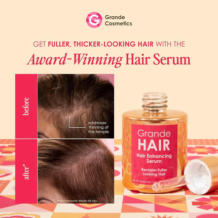 Grande Cosmetics Hair Serum for Men and Women, Promotes Thickness in Thinning Hair, Safe for Color Treated Hair | 40 ml
