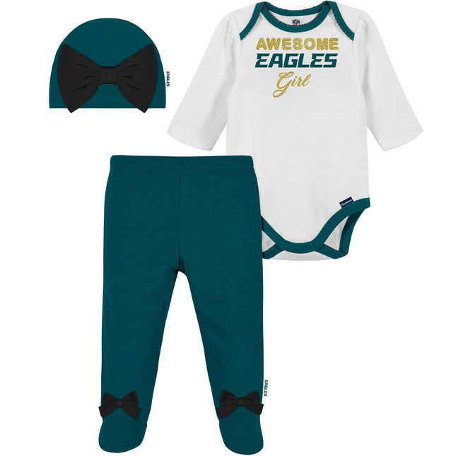 NFL Philadelphia Eagles 3 Pack Bodysuit Footed Pan