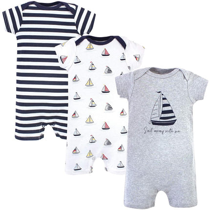 Hudson Baby Unisex Baby Cotton Rompers, Sailboat, 18-24 Months