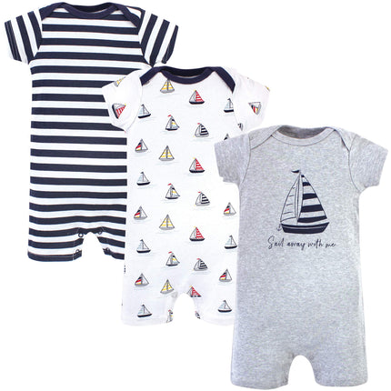 Hudson Baby Unisex Baby Cotton Rompers, Sailboat, 