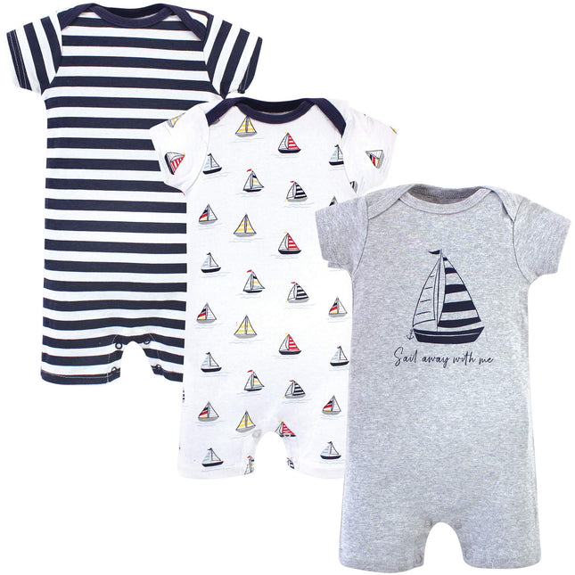 Hudson Baby Unisex Baby Cotton Rompers, Sailboat, 