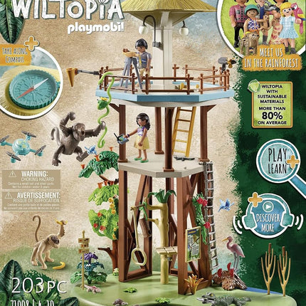 Playmobil Wiltopia 71008 Research Tower with Compass and Toy Animals, Sustainable Toy for Children Ages 4+