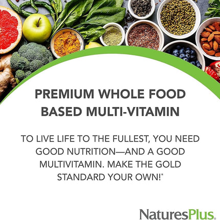 NaturesPlus Source of Life Gold Tablets - Plant Based Multivitamin and Mineral Supplement with Superfoods - Vegetarian, Gluten Free - 90 Tablets