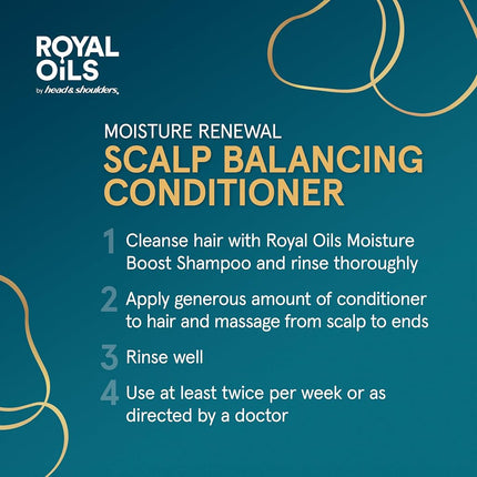 Head & Shoulders Conditioner, Moisture Renewal, Anti Dandruff Treatment and Scalp Care, Royal Oils Collection with Coconut Oil, for Natural and Curly Hair, 13.5 fl oz