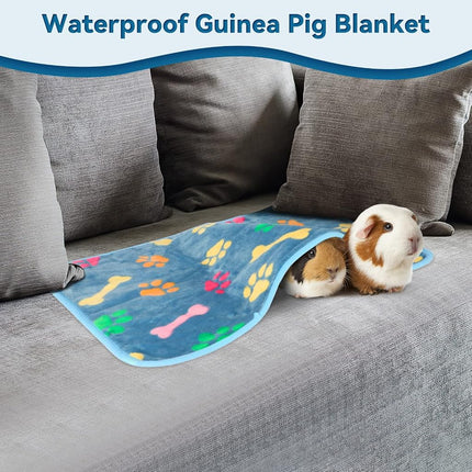 YUEPET 3 Pack Waterproof Guinea Pig Blankets, Fleece Cage Liners, M