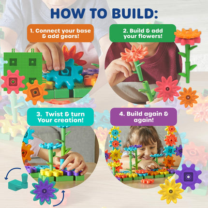 Learning Resources GardenGears Building Set, Ages 4+, Creative Gear Building Toy, Build a Colourful Spinning Garden While Developing Thinking and Fine Motor Skills
