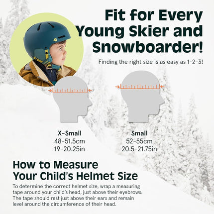 Retrospec Comstock Youth Ski & Snowboard Helmet for Kids - Durable ABS Shell, Protective EPS Foam & Cooling Vents - Adjustable Fit for Boys & Girls - Matte Forest, 52-55cm Small, (4799)