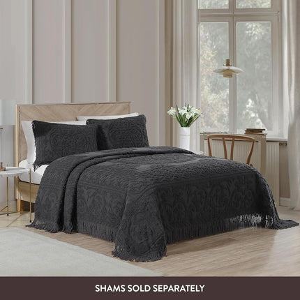 Beatrice Home Fashions Medallion Chenille Bedspread, Twin, Charcoal