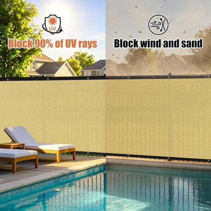 Kanagawa Privacy Screen Fence 5 x 50ft, 90% Blockage Screen, Sand