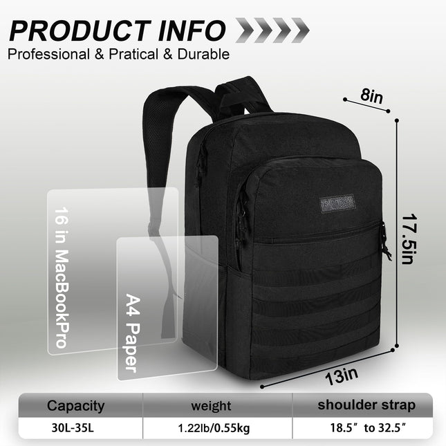 Mochila Wrangler Tradesman, Daypack Casual Resistente al Agua para Viajes, Trabajo, Escuela, Negro, 15.6 pulgadas, Minimalista