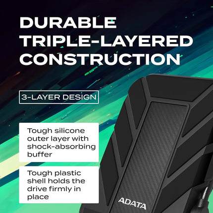 ADATA HD710 Pro 1TB USB 3.1 IP68 Waterproof/Shockproof/Dustproof Ruggedized External Hard Drive, Black (AHD710P-1TU31-CBK)