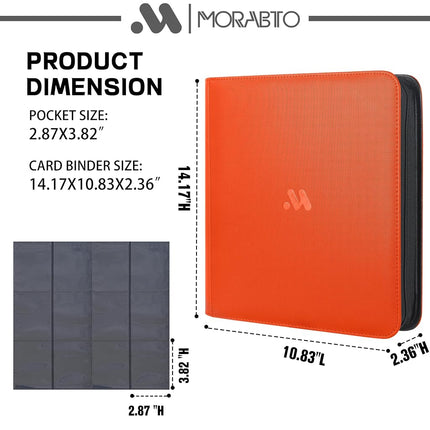 MORABTO Card Binder 12 Pocket,Trading Card Binder Holds up to 1200 Cards with 25 Sleeves,Zipper Card Holder Album Compatible with TCG Card/Game Cards/Sports Card