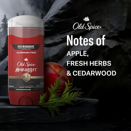 Old Spice Aluminum Free Deodorant for Men, 24/7 Odor Protection, 24/7 Freshness & Lasting Scent, Swagger with Cedarwood Scent, 3.8 oz (Pack of 3)