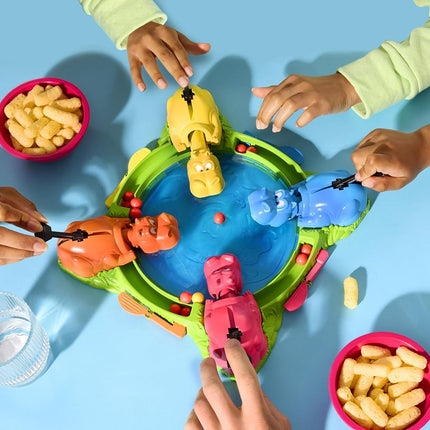 Juego Hasbro Gaming Hipopótamos Hambrientos para preescolares | Relanzamiento instantáneo de canicas, fácil montaje y almacenamiento | Para mayores de 4 años | De 2 a 4 jugadores | Juegos para niños
