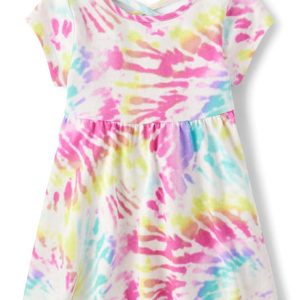 The Children's Place Baby Girls' and Toddler Short Sleeve Everyday Dresses, Pink Tie Dye Swirl, 3T
