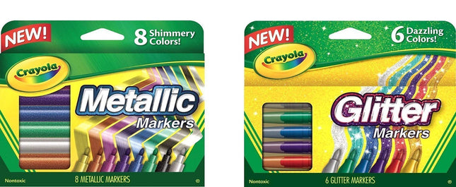 Crayola Metallic Markers 8 Count, Glitter Markers 