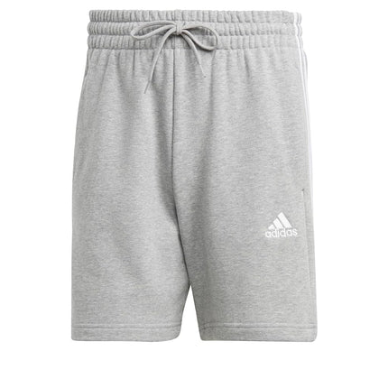 adidas Men's Essentials 3-Stripes Fleece Shorts, Medium Grey Heather, Small Tall