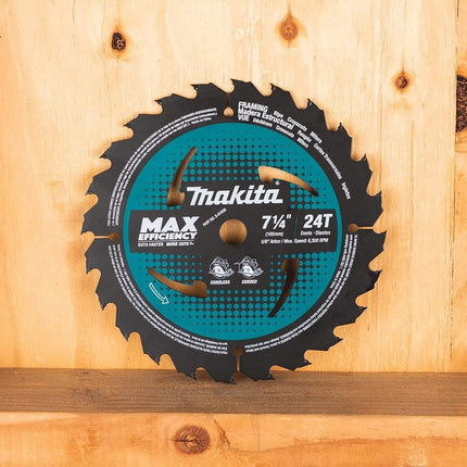 Makita B-61656 7-1/4" 24T Carbide-Tipped Max Efficiency Circular Saw Blade, Framing