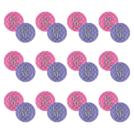 Beistle 58183 24 Piece Alice In Wonderland Plates, 7", Lavender/Pink/Black/White