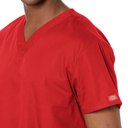 Uniforme médico Dickies EDS Signature para mujer, camiseta con cuello en V para mujer de popelina cepillada suave 86706, rojo, 4XL Plus