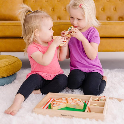 Melissa & Doug Wooden Pizza | Kitchen Role Play Set for Kids, Pretend Cooking Toy | Age 3+