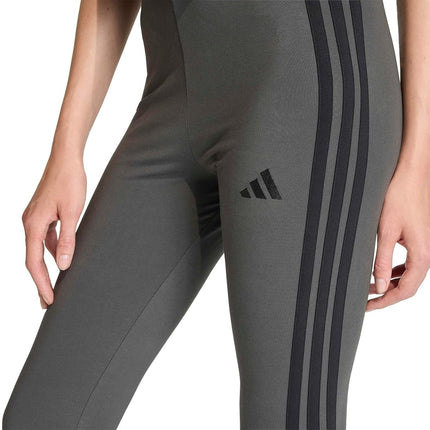 Adidas Womens Essentials 3-Stripes Cotton Leggings, Grey/Black, XS