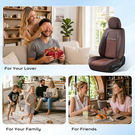 Coverado Leather Seat Cover Front, Universal Covers for Cars, Waterproof Luxury Leatherette Seat Cushions, Auto Car Seats Protectors, Driver Seat Cover Fit for Most Vehicles-Brown