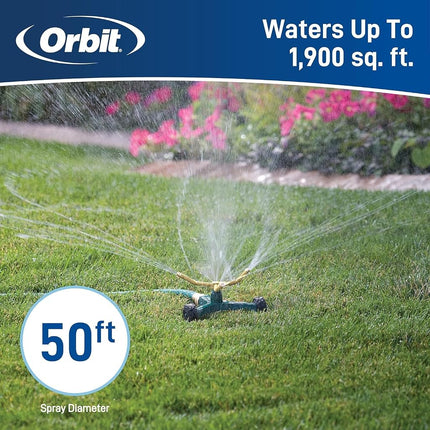 Orbit 58288 3-Arm High-Rise Sprinkler (2-Pack 3-Arm Metal Sprinkler with Wheel Base)