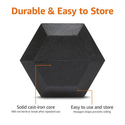 Amazon Basics Rubber Encased Exercise and Fitness Hex Dumbbell Hand Weight for Strength Training, 15.9kg / 35lbs