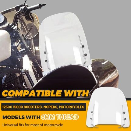 ECOTRIC Universal Scooter Windshield 14.3"x16.5" Compatible with Yamaha Honda 125cc 150cc Moped Dirt Bike Motorcycle Windscreen Transparent Acrylic