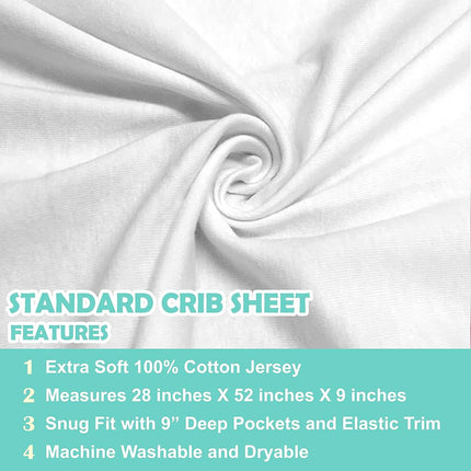 American Baby Company Lot de 3 draps housses en jersey 100 % coton pour lits de bébé et matelas pour tout-petits, blancs, pour garçons et filles