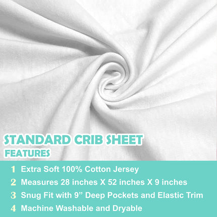American Baby Company 3 Pack 100% Cotton Jersey Knit Fitted Crib Sheet for Standard Crib and Toddler Mattresses, White, for Boys and Girls