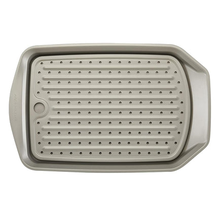 Rachael Ray Bakeware Juego de 2 piezas de bandejas antiadherentes Crisp and Slide, Gris