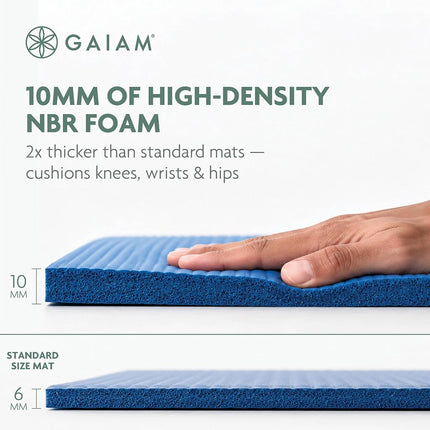 Gaiam Essentials Thick Yoga Mat Fitness & Exercise Mat with Easy-Cinch Carrier Strap, Black, 72" L X 24" W X 2/5 Inch Thick