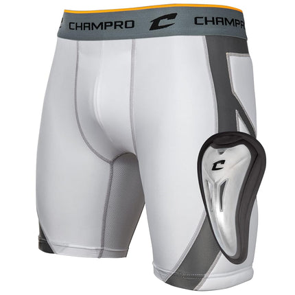 Champro Unisex's BPS15CAWL Wind Up Compression Polyester/Spandex Sliding Short w/Cup, White, Large
