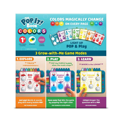 Chuckle & Roar Pop It! Book: Colors – Interactive Sensory Learning Book with Bilingual English & Spanish Play, Grow-with-Me Modes, Quiet Mode, Color Learning Toy for Toddlers Ages 1–4+