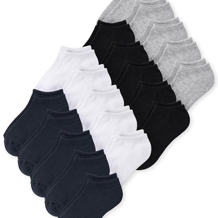 The Children's Place Chaussettes courtes variées pour bébés garçons, noir/blanc/gris/bleu marine, paquet de 20, moyen