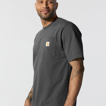 Carhartt Men's Loose Fit Heavyweight Short-Sleeve Pocket T-Shirt (Also Available in Big & Tall) Work Utility, Black (Carbon Heather), XS