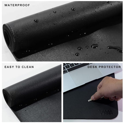 Vyaaa Leather Desk Pad, 200 x 100cm Large Desk Mat, Large Mouse Pad on Top of Desks for Computer, Gaming, Home or Office (Black)