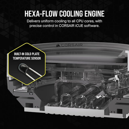 Corsair XC7 RGB ELITE LCD CPU Water Block - 480x480 IPS LCD Screen - 31 RGB LEDs - USB-C - Fits Intel® LGA 1700, AMD® AM5 and older - White