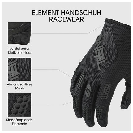 O'NEAL Unisex Handschuhe Element Racewear, Schwarz, XXL, E032-E
