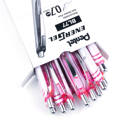 Pentel EnerGel Pearl Deluxe Retractable Liquid Gel Ink Pens, 0.7mm Point, Pink Ink. (Box of 12)
