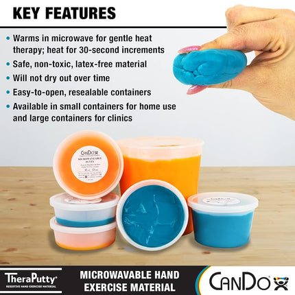 CanDo Microwavable TheraPutty Exercise Material, Blue: Firm, 1 lb