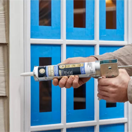 Sellador de silicona pintable GE Supreme para ventanas y puertas - Sellador de silicona 100% impermeable, 7 veces más fuerte, resistente a la congelación y al sol - 9.5 fl oz, blanco, paquete de 12
