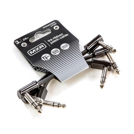 MXR Jim Dunlop (3PDCISTR03, 1/4-Inch Right Angle Ribbon TRS Patch Cable 3 in|7.6 cm-3 Pack (3PDCISTR03R)