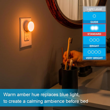 GE SleepLite LED Night Light, 2 Pack, Melatonin, Dusk-to-Dawn Sensor, Natural Sleep Aid, Warm Amber, Compact, Ideal for Bedroom, Nursery, Bathroom, Hallway, 45247, 2 Count